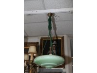 Lampa wisząca z porcelanowym zielonym kloszem